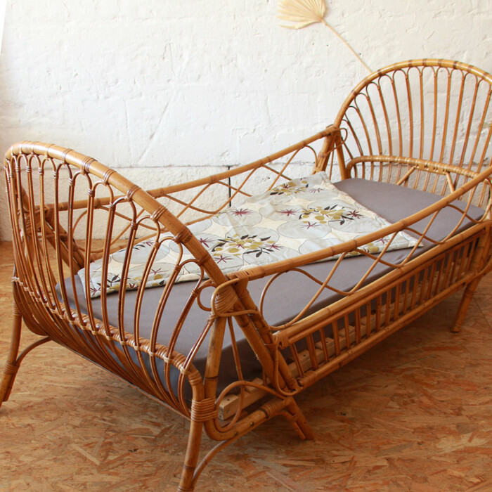 Lit daybed enfant rotin vintage – Image 7