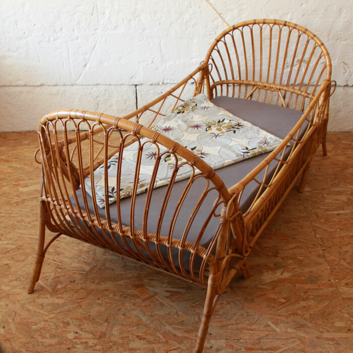 Lit daybed enfant rotin vintage – Image 8
