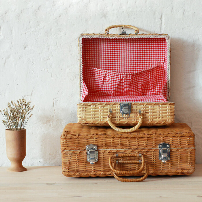 Valise tressée vintage - K349