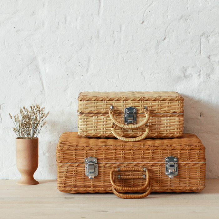 Valise tressée vintage - K348