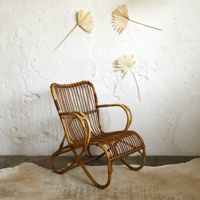 Fauteuil rotin vintage