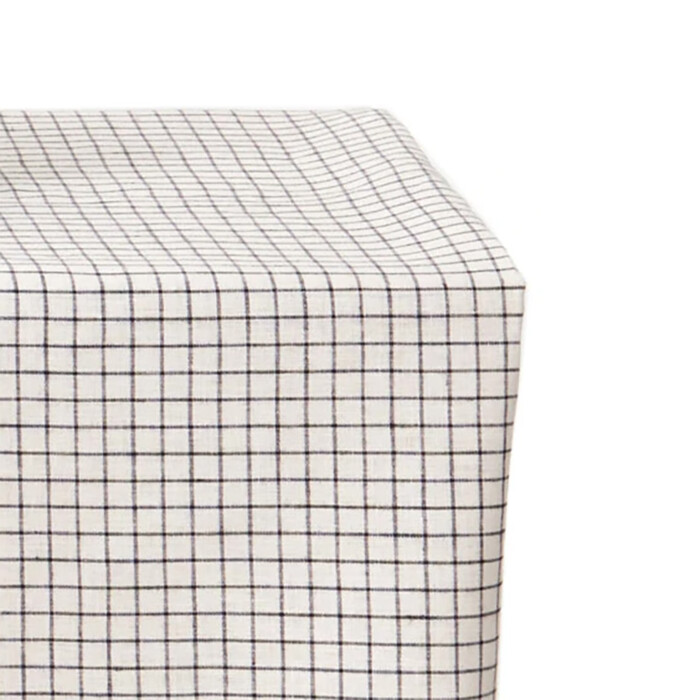 Nappe lin - Quadrillage Noir sur blanc crème – Image 5