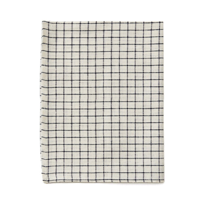 Nappe lin - Quadrillage Noir sur blanc crème – Image 6