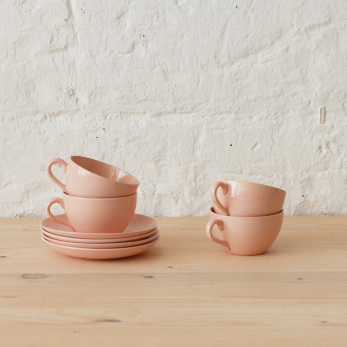 Tasse avec soucoupe Digoin rose poudré – Image 3