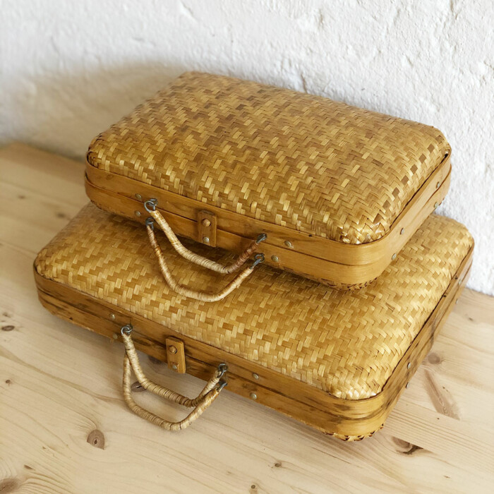 Valise tressée vintage GM – Image 3
