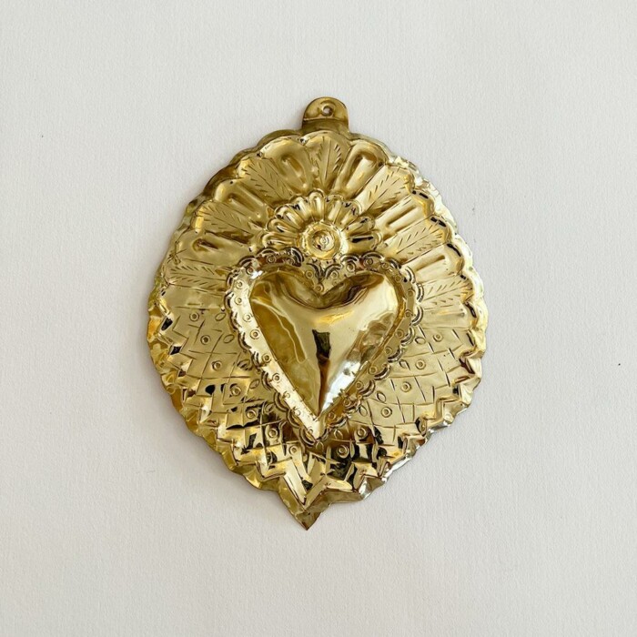 Ex voto coeur doré en laiton M