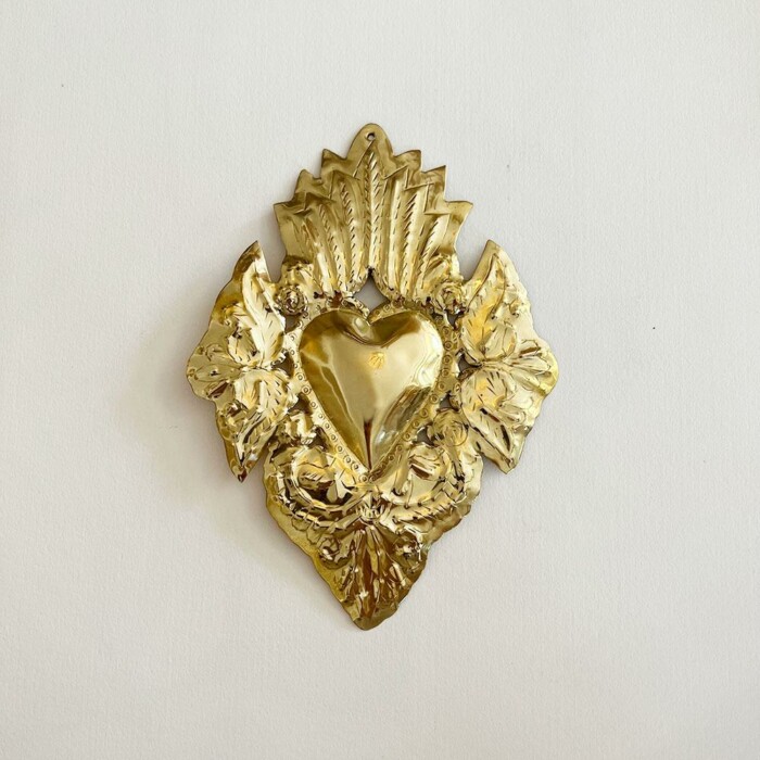 Ex voto coeur doré en laiton L