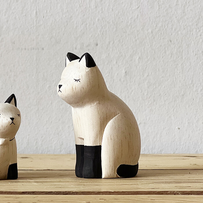 Figurine Japonaise bois Chat et chaton siamois – Image 4