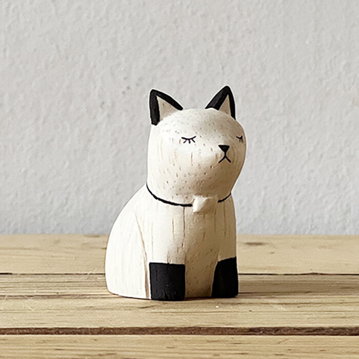 Figurine Japonaise bois Chat et chaton siamois – Image 5