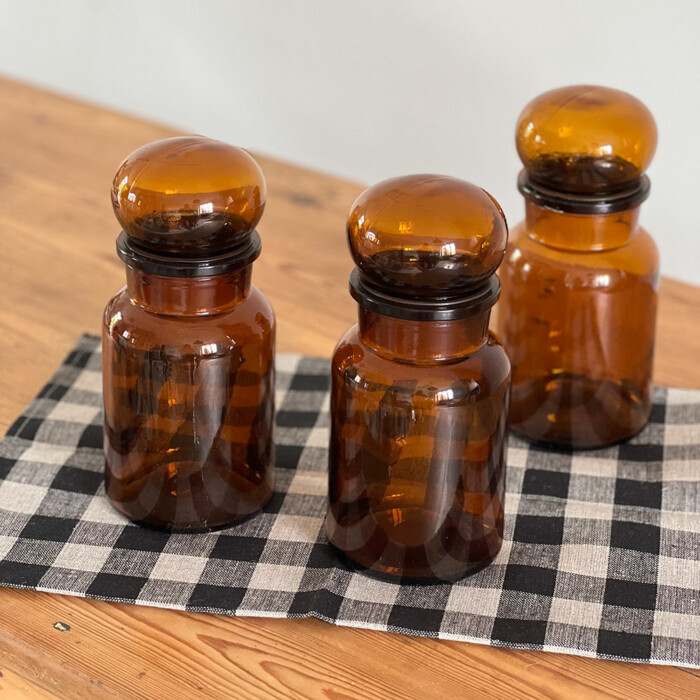 Bocal verre ambré vintage – Image 3