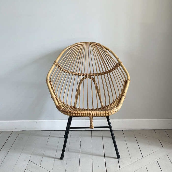Fauteuil rotin vintage Rohe