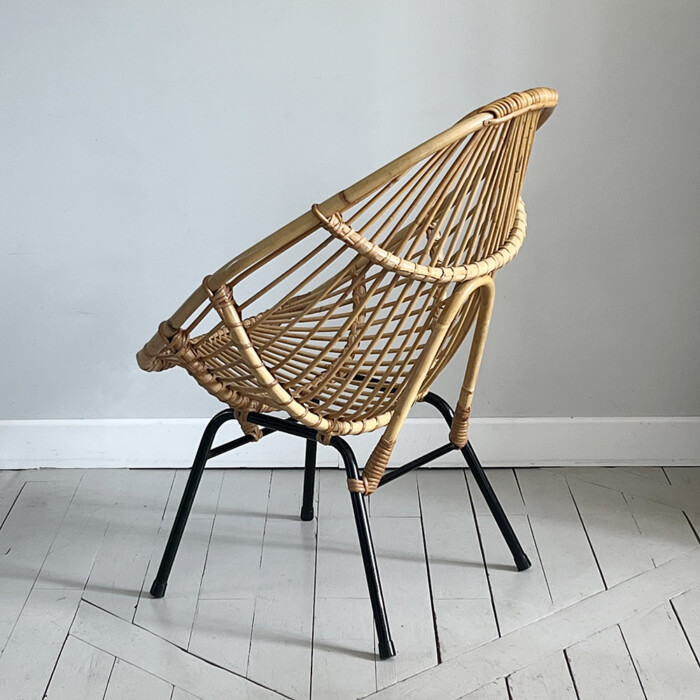 Fauteuil rotin vintage Rohe – Image 11
