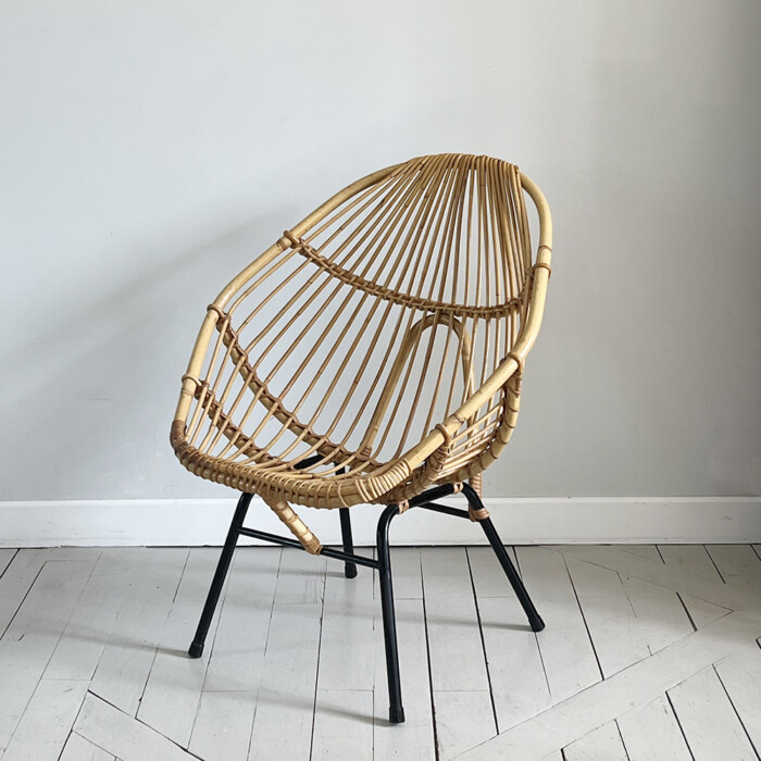 Fauteuil rotin vintage Rohe – Image 3