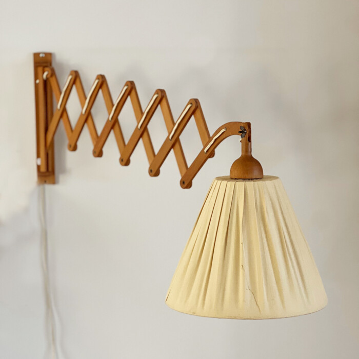 Applique accordéon vintage bois clair et abat-jour – Image 4