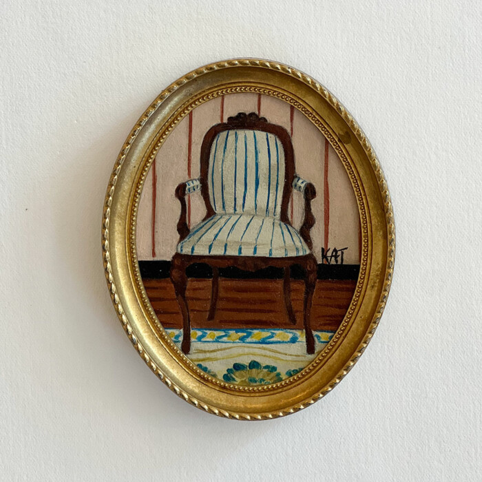 Peinture Le fauteuil aux rayures bleues
