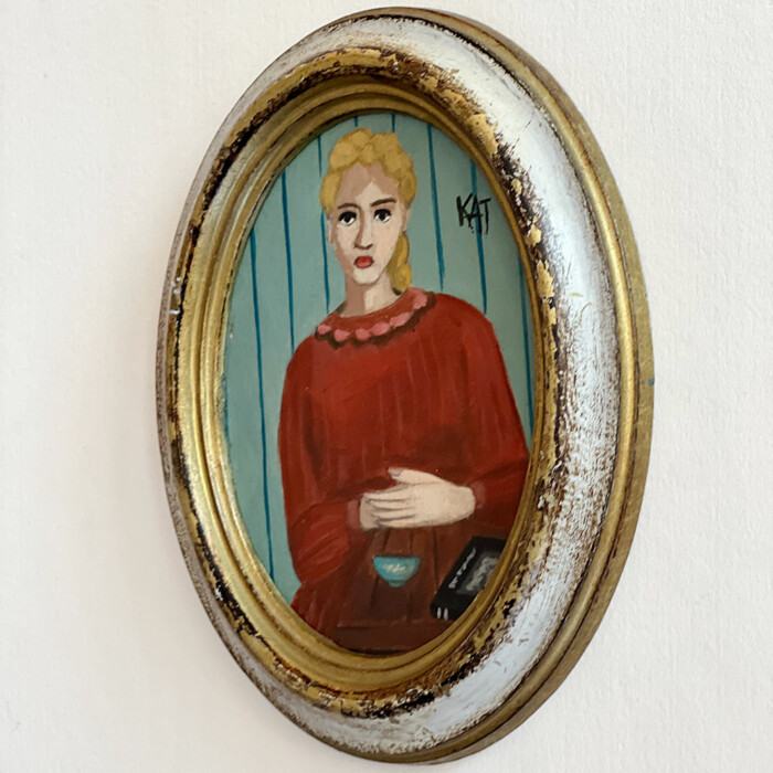 Peinture La femme au pull rouge – Image 3