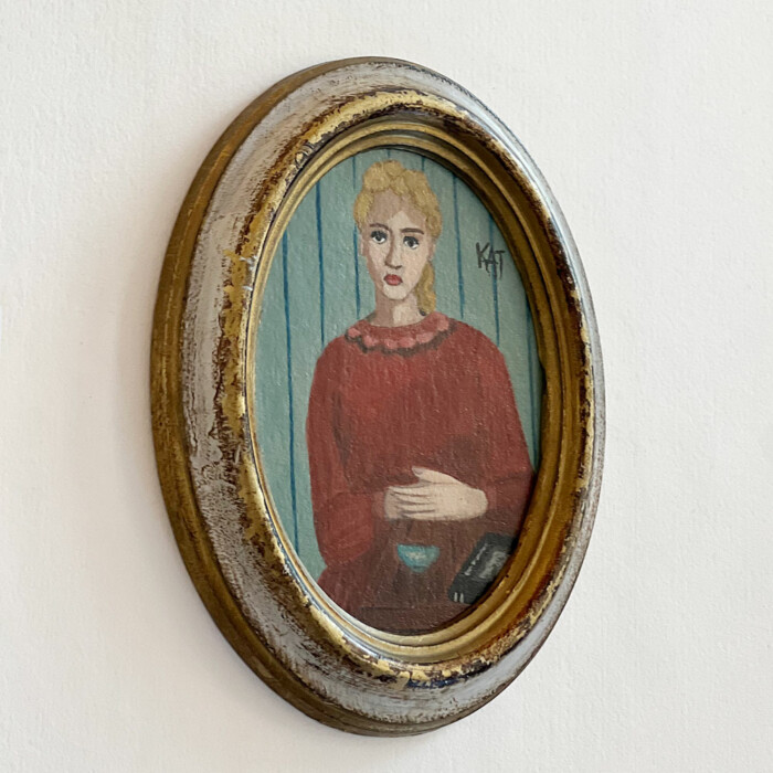 Peinture La femme au pull rouge – Image 4