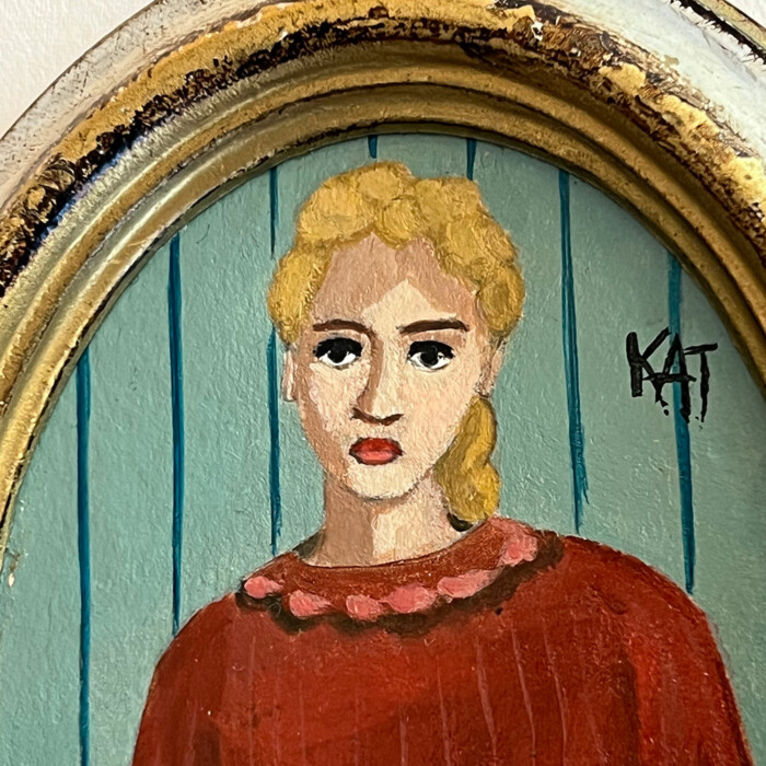 Peinture La femme au pull rouge – Image 5