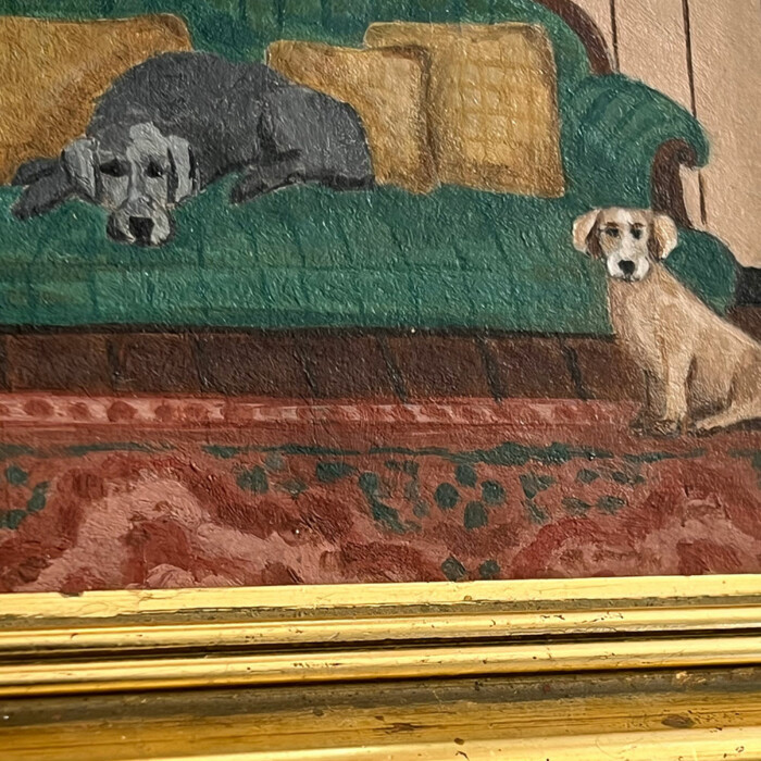 Peinture Les deux chiens au canapé vert – Image 3