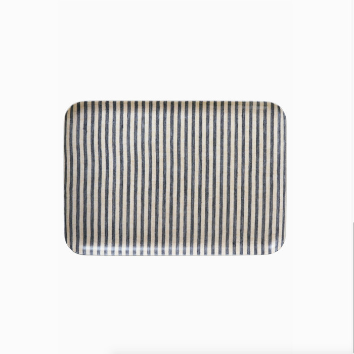 Plateau en lin 3 tailles- Larges rayures noires et blanches – Image 6