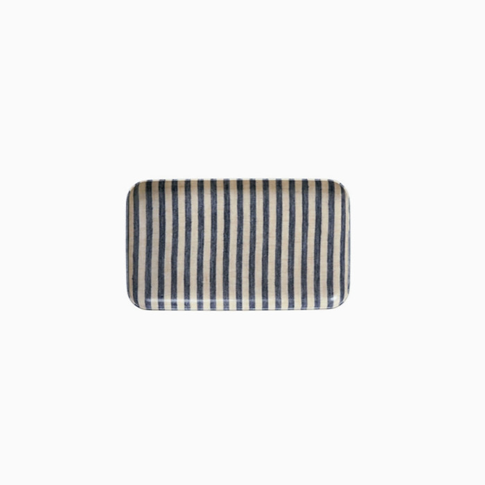 Plateau en lin 3 tailles- Larges rayures noires et blanches – Image 7